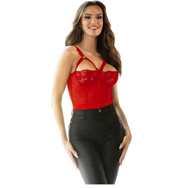 Body sexy con giarrettiera in pizzo rosso elegante e seducente